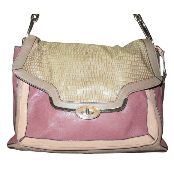 COACH 2013 Madison Pinnacle Pink Exotic Lizard Nubuck Leather Flap Legacy Bag - Picture 3 of 15